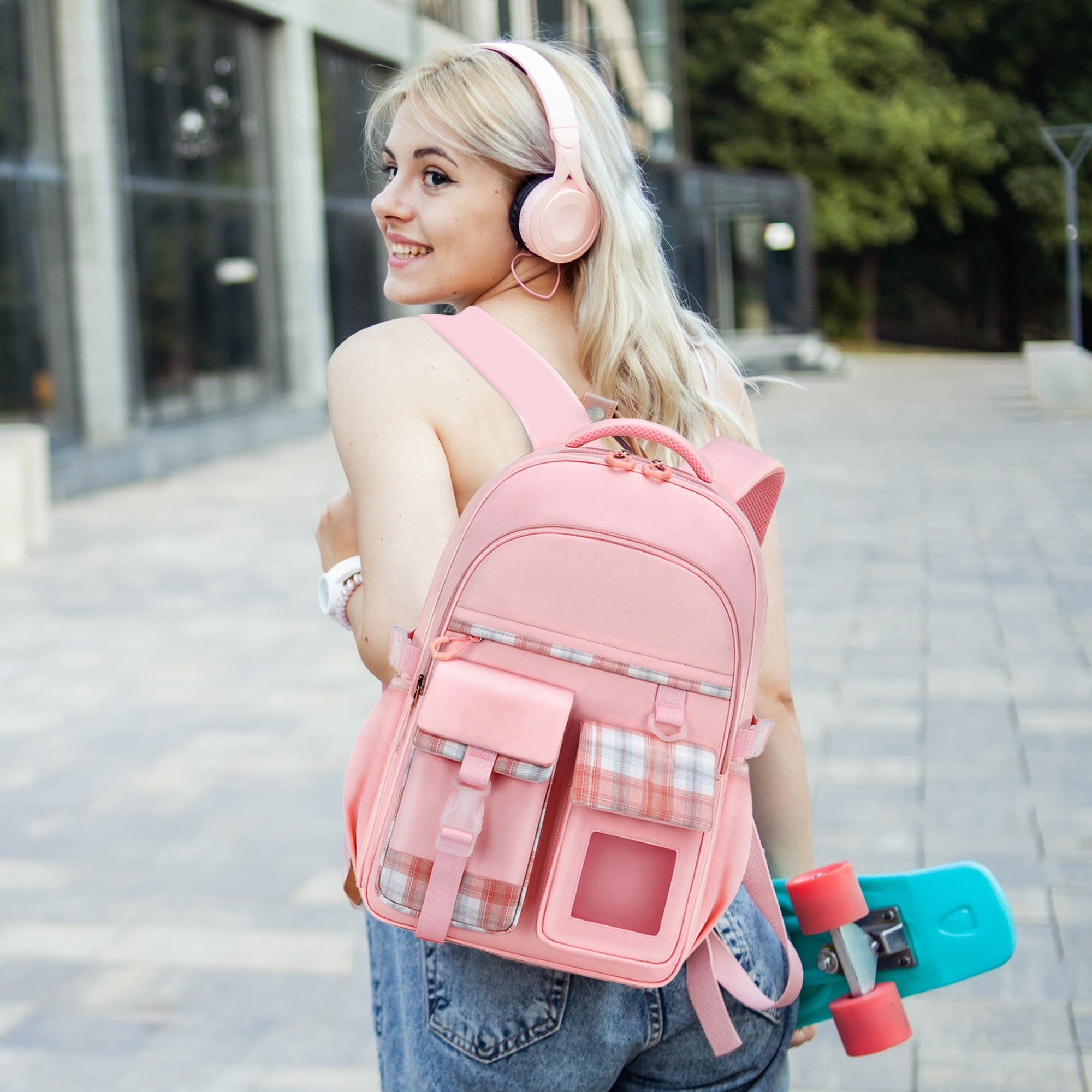 School Backpacks Bags for Girls, Kids Casual Bookbag for Child Teens, Pink