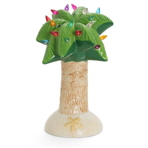 Milltown Merchants Table Top Lighted Ceramic Christmas Palm Tree