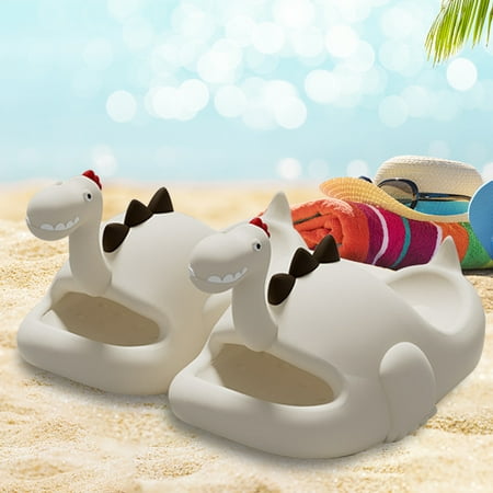 

Dinosaur 3D Cute Slides Open Toe Non-Slip Soft Comfy Quick Drying White