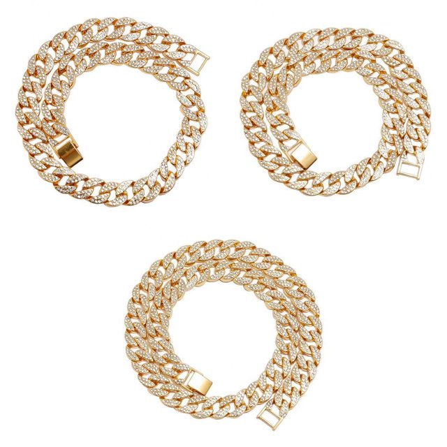 3x cadena cubana lujo Bling pavimentado de imitación fuerte fiesta hombres dorado Zulema Cadena cubana