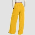 thumbnail image 6 of Audhol Cargo Sweatpants for Women, Women's Fashion Solid Color Waist Wide Leg Casual Pants with Pocket Pants Baggy Sweatpants for Women Yellow XL, 6 of 8