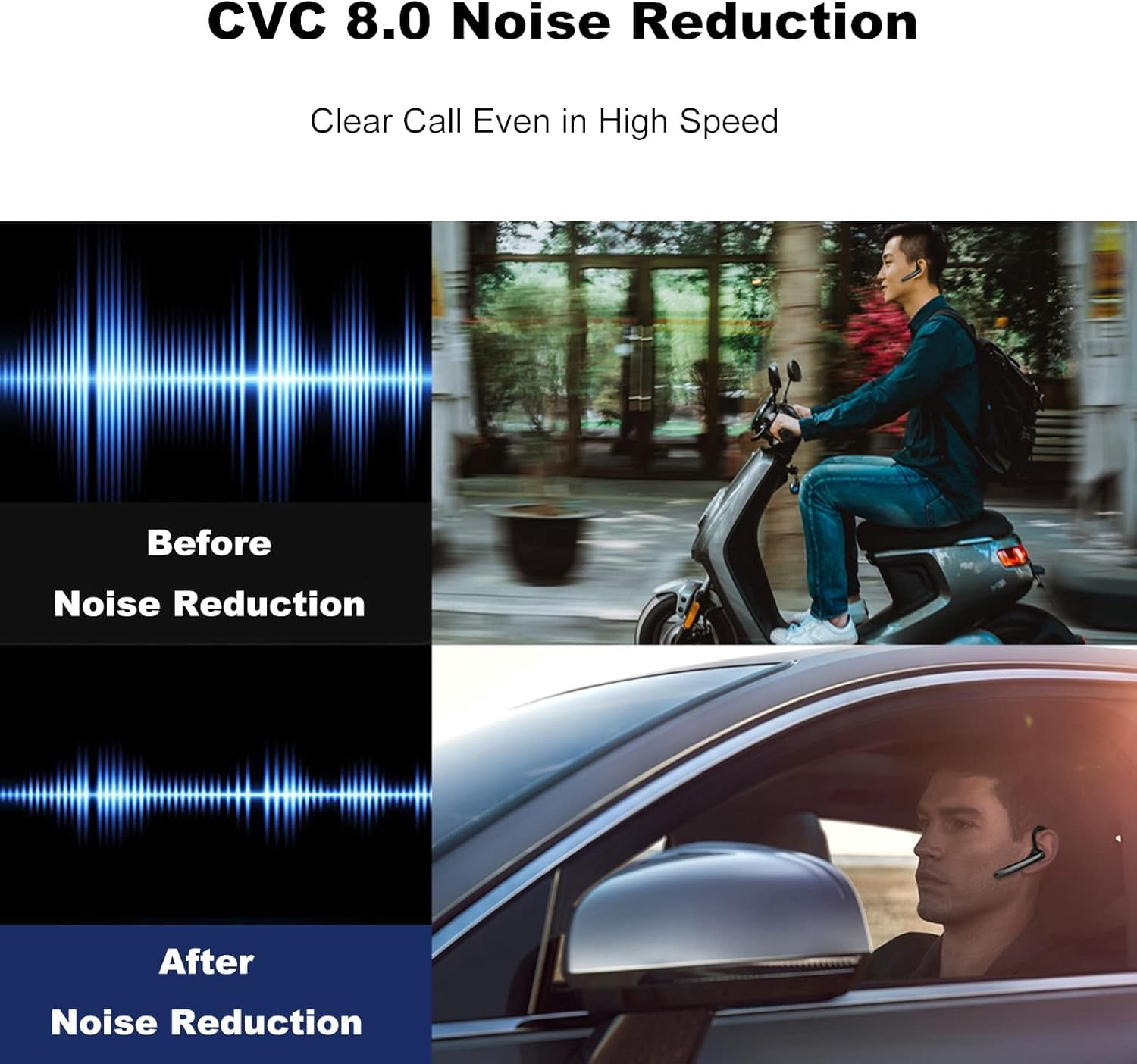 Truck Driver Bluetooth Headset for Cell Phones Wireless Earbuds with Earhooks Dual Microphone Single Earbud in Ear Hands Free Earpiece HD Phone Call Driving Business Meeting Office Android iOS