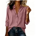 thumbnail image 2 of GUACER Blouses for Women 3/4 Sleeve Corduroy Button Down Shirts Relaxed Fit Collared Top for Fall Casual Wear, 2 of 8