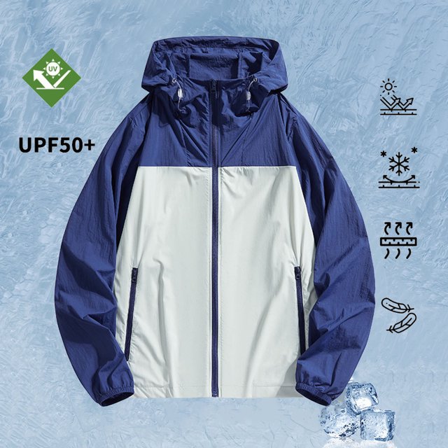 Chemise de Protection Solaire UPF 50+ Rafraîchissante Séchage Rapide Veste à Capuche Extensible pour Pêche Exercice Extérieur, Hommes Femmes Manteau d'Entraînement Respirant UV Manches Longues Décontracté