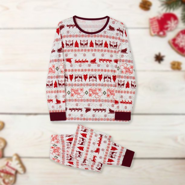 Conjuntos a juego de pijamas navideños Top de manga larga y pantalones de vacaciones Conjunto de ropa de dormir para el hogar FLhrweasw Nuevo