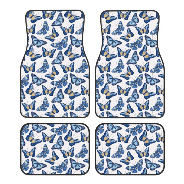 Fotbe Beautiful Butterflies Juego de 4 Tapetes para Auto con Estampado – Alfombrillas de Goma Reforzada, Diseño Antideslizante, Protección para Todo el Año – Vehículos, Autos, Camionetas y SUVs
