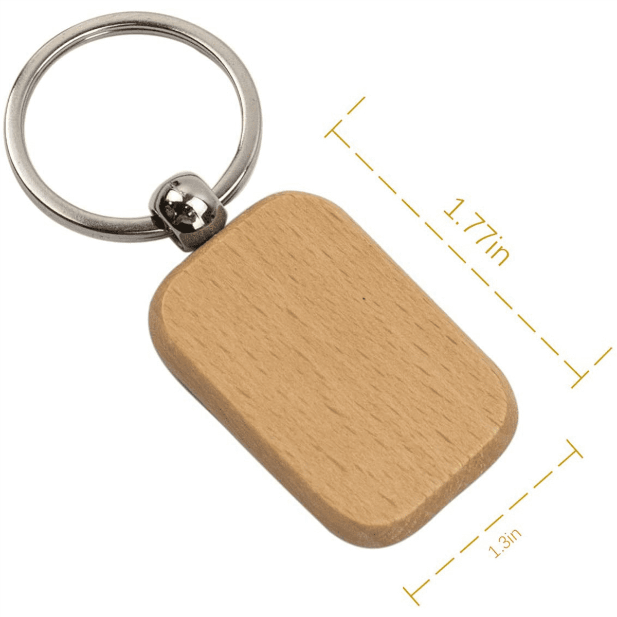 120Pcs Blank Wooden Wooden Keychain DIY Wooden Keychain Key Tag Anti-Lost Wood Accessories Gift