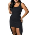 thumbnail image 2 of Bodycon Dress for Women Sleeveless Suede Look Ruched Side Slit Dresses Sexy Slim Fit Clubwear Cocktail Party Dresses, 2 of 7