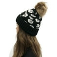 thumbnail image 2 of Herrnalise Women Casual Leopard Stitching Outdoor Plush Hats Crochet Knit Beanie Cap, 2 of 3
