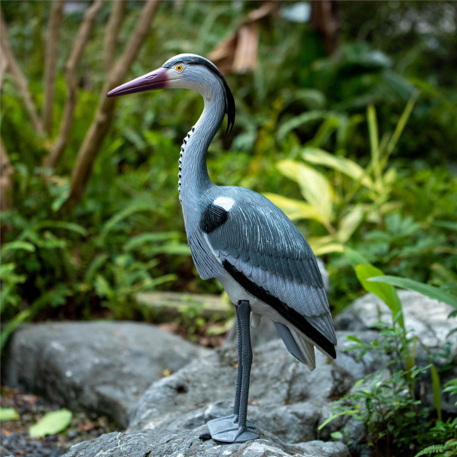 Gardenised 30-inch Heron Decoy - Standing Crane Sculpture, Outdoor Bird Art for Yard, Lawn, Patio, Porch, Pond & Pool, Garden Accessories, Backyard Accent, and Landscaping Decoration, Silver