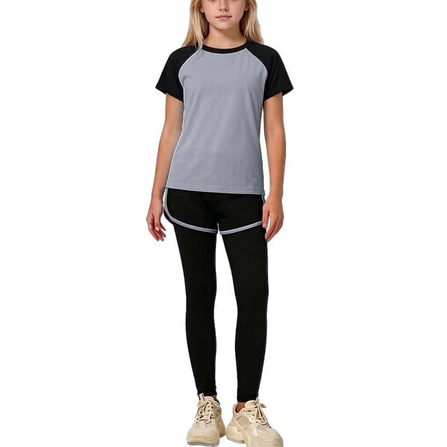 Camisas de Manga Larga para Niños Tamaño 12-14 Juventud Color Sólido Cuello Redondo Manga Corta Camiseta de Manga Corta Y Pantalones Cortos Y Pantalones Set de Tres Piezas para Niños Niño Niño Camisa