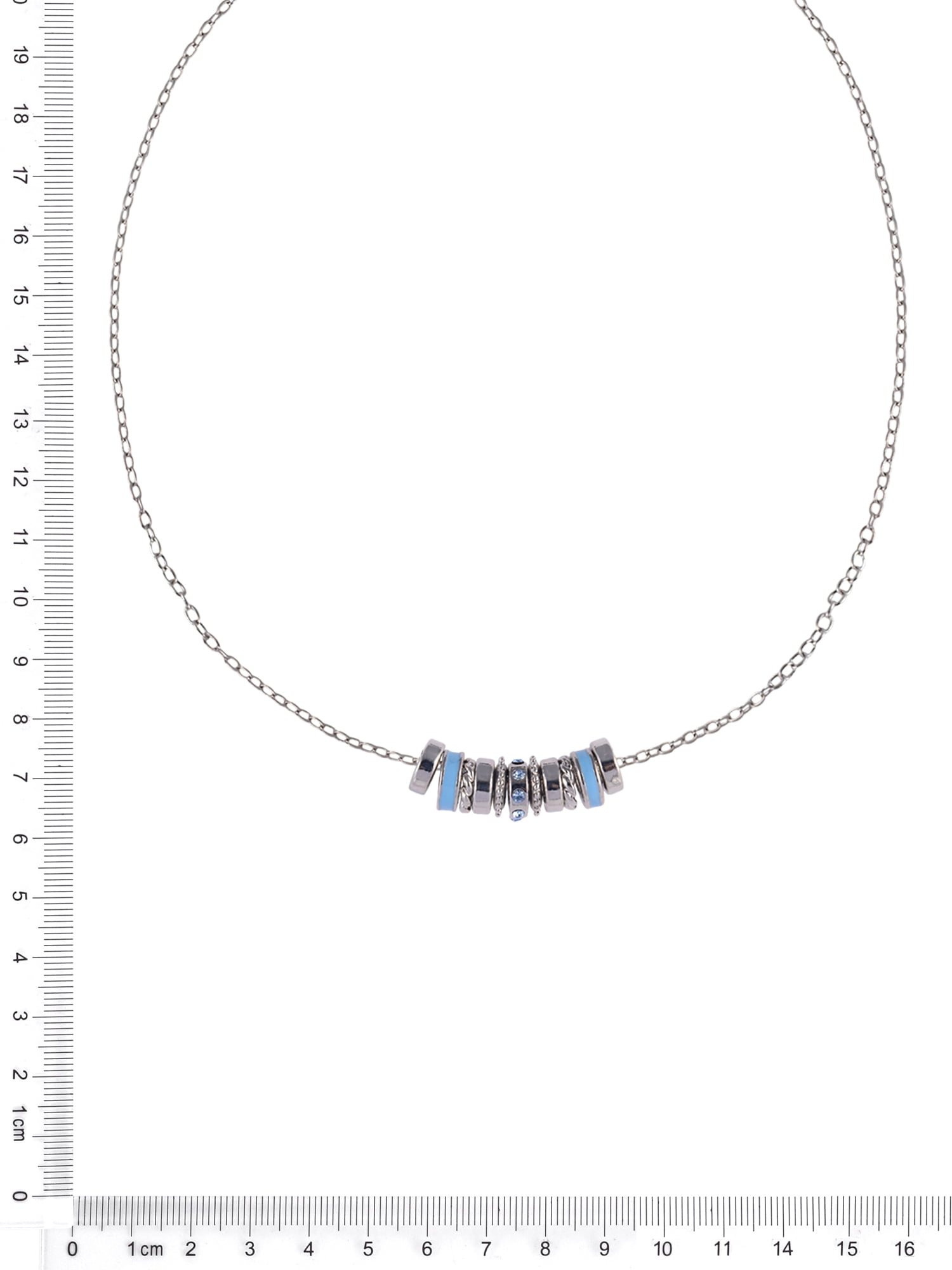 Time and Tru Silvertone Chain with Aqua Birthstone "March" Necklace