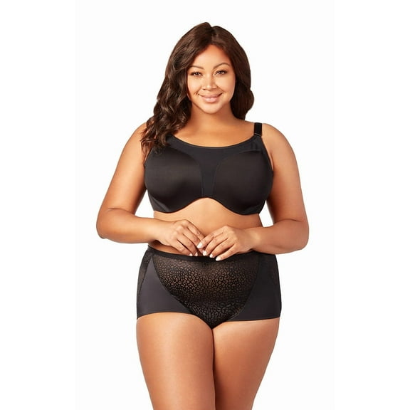 Elila Women's Plus Size Curvy Moves Underwire Sports Bra, Full Coverage High Impact Support, Style 2511 Black