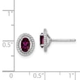 thumbnail image 2 of 925 Sterling Silver Rhod Plat Rhodolite Garnet Oval Post Earrings 9.6x7.85mm Wide Stud Earring for Women, 2 of 2