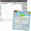 "Blueline Monthly Coloring Pages Desk Pad Calendar, 8-1/2"" x 11"", Botanica, 2017"