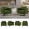 thumbnail image 5 of Lovableguy Velvet Accent Chair,Mid-Century Modern Armchair with Metal Legs and Pillow,Single Sofa Side Chair for Living Room Reading Room,Green, 5 of 7