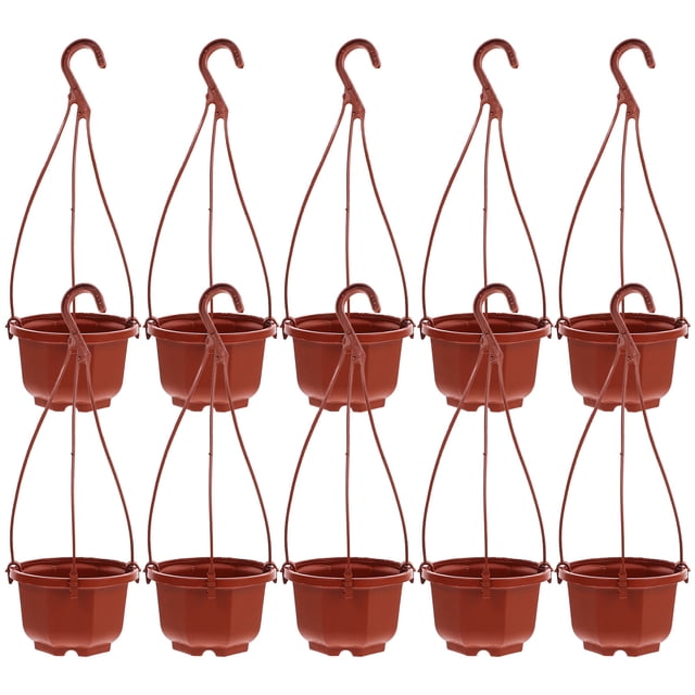 unbranded 10Jgo Maceteros Colgantes Con Gancho En Plástico Marrón Para Espacios Interiores Y Jardín