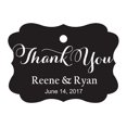 thumbnail image 1 of 100 PCS Personalized Made Scallop Edges Hang Tags Thank You Custom Wedding Favor Gift Paper Tags, 1 of 1
