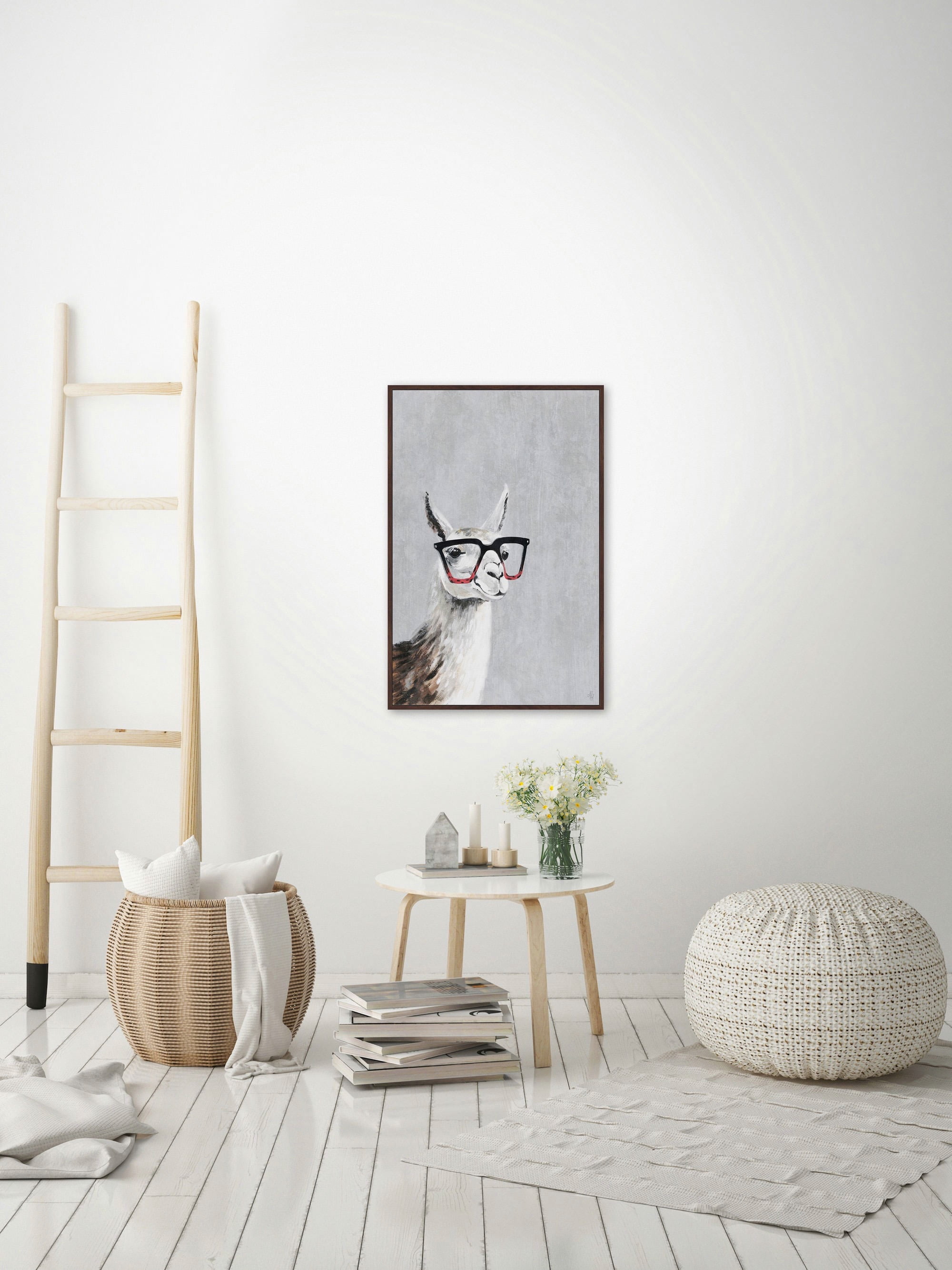 Smart Llama III Floater Framed Painting Print on Canvas