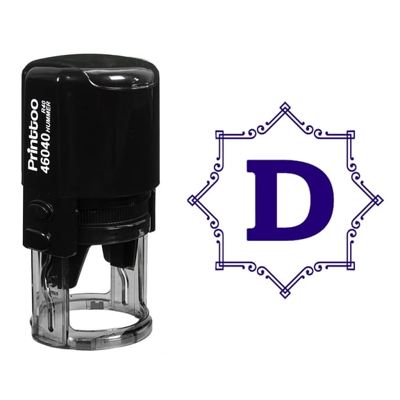 Printtoo Office Stationary R-40 Alphabet D Monogram Octagon Celtic Swirl Frame Self Inking Rubber Stamp