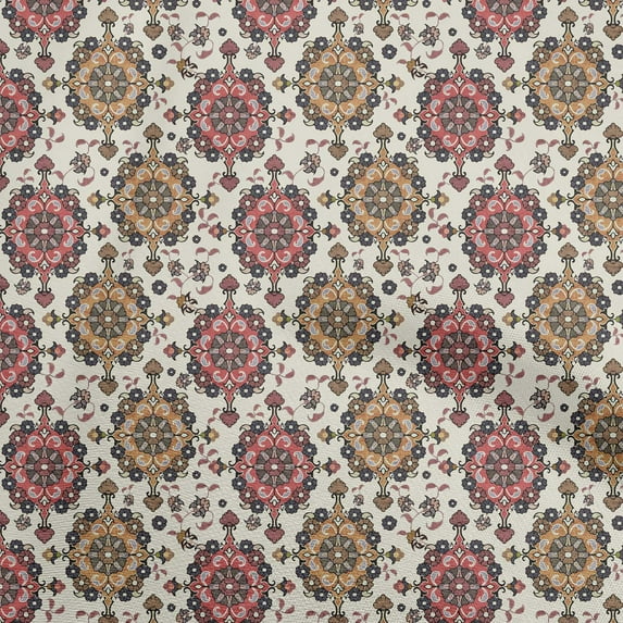 oneOone Cotton Poplin Light Beige Fabric Asian Kilim Dress Material Fabric Print Fabric By The Yard 42 Inch Wide