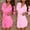 Pinky, variant on 2PC Women Lightweight Bathrobes V Neck Comfy Solid Color Loungewear Long Sleeve Housecoat Short Nightwear Style B-6 New White One Size