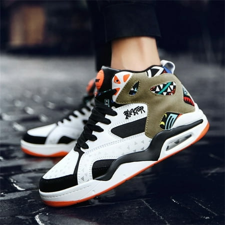 

TANGNADE Men s Mesh Breathable High-top Sports Shoes Air Cushion Hip-Hop Sneakers Shoes