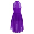 thumbnail image 4 of RUNQHUI Robe de Danse Ballet à Sequins pour Filles, Robe de Patinage Artistique Sans Manches Ourlet Irrégulier en Mesh Violet 8, 4 of 7