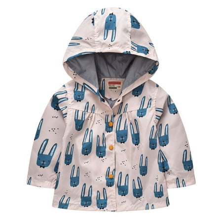 Kogui Kids Rain Jacket Toddler Boys Girls Sun Jackets Lightweight Hooded Cute Graphic Outerwear Zipper Windproof Long Sleeve Clothes Size 4T 5T (Beige 4-5 Years)