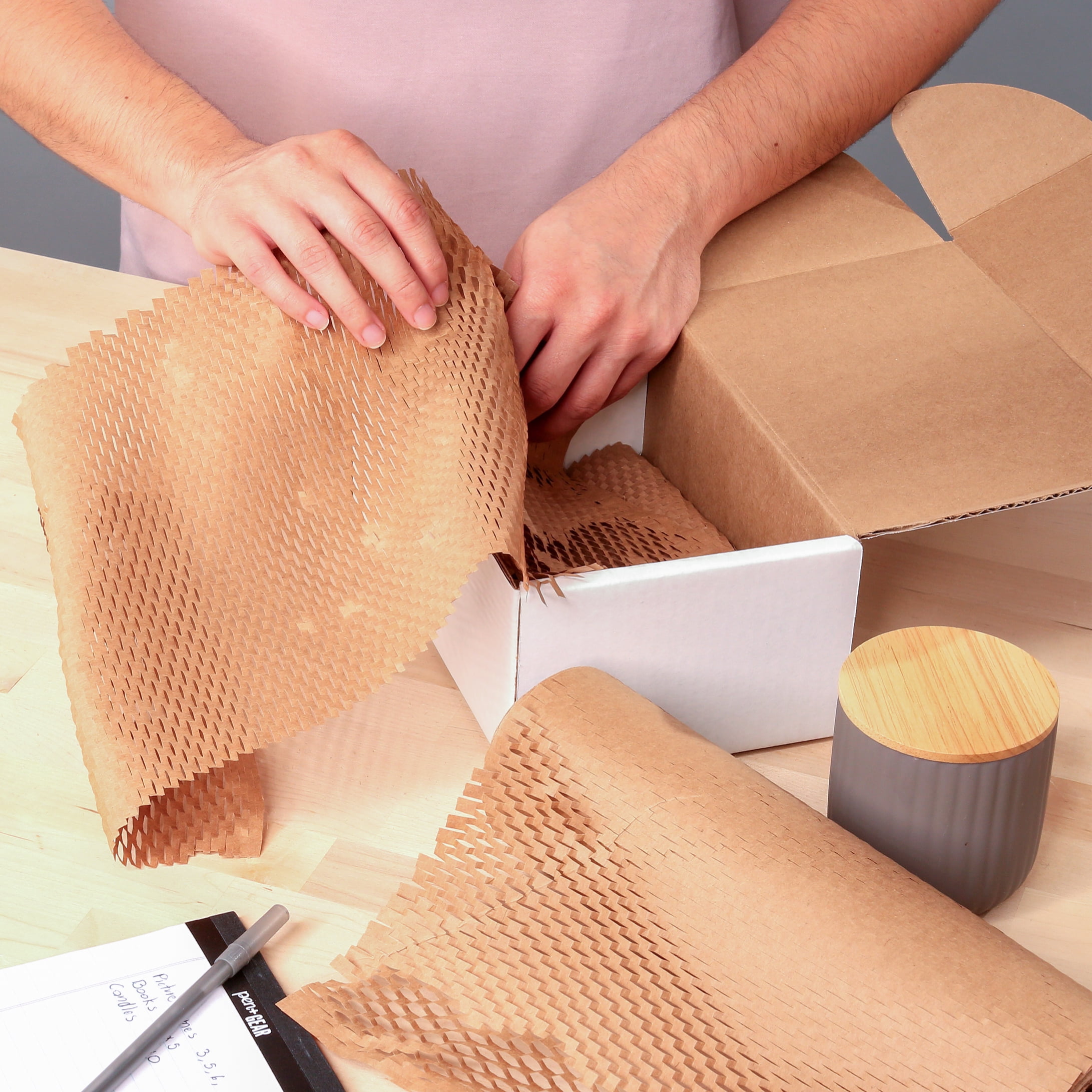 (3 pack) Pen+Gear 12 in. x 75 ft. Honeycomb Packing Paper & Cushioning Wrap, Perforated, Kraft, 1 Roll