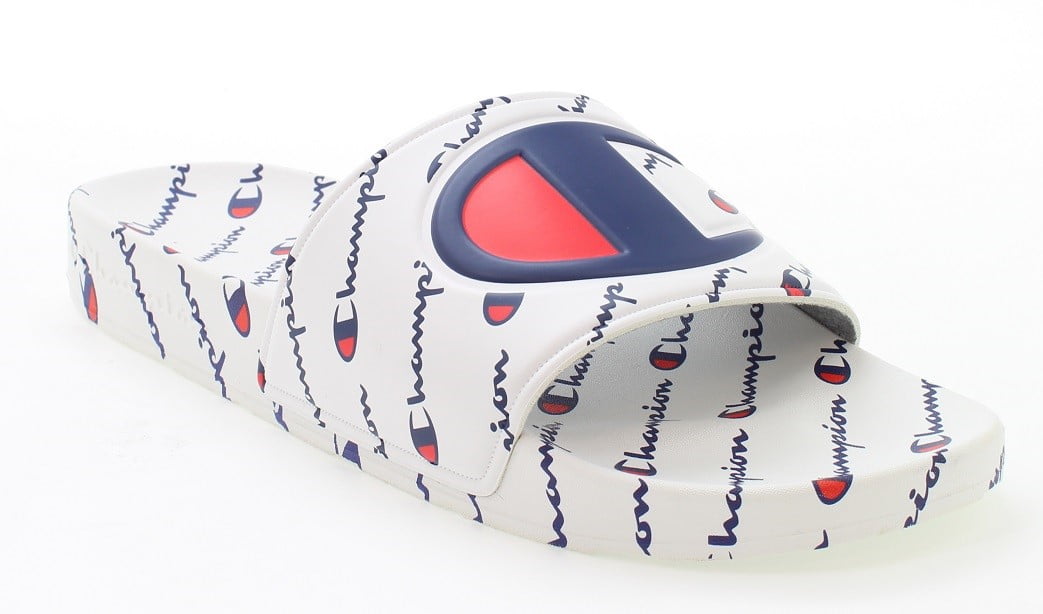 all white champion slides
