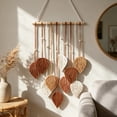 thumbnail image 4 of Hand Woven Cotton Rope Leaf Macrame Wall Hanging, Wall Hanging Boho Woven Tapestry, Bohemian Leaf Modern Chic Wall Art for Living Room, Bedroom, Apartment(A), 4 of 7