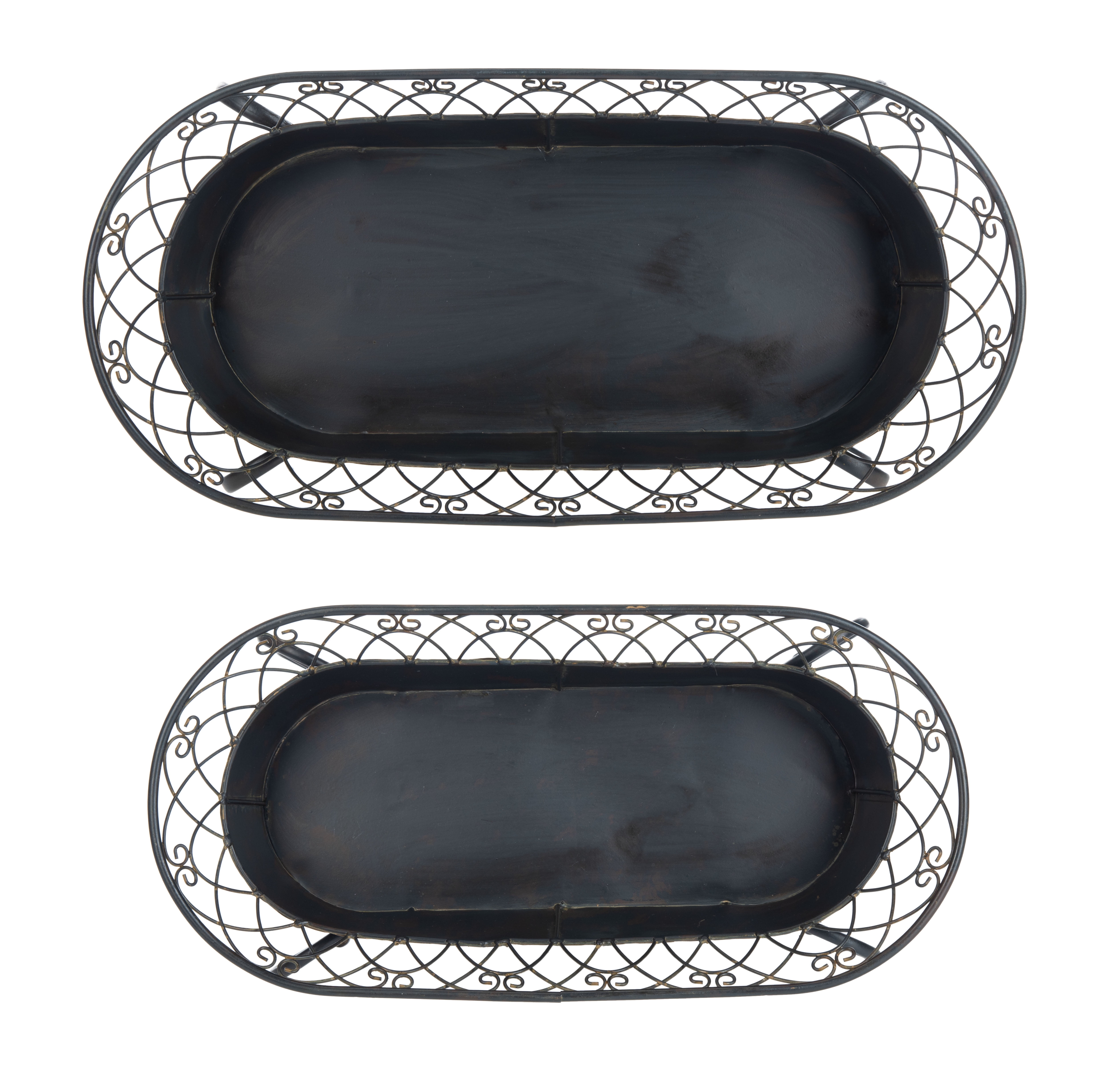 SAFAVIEH Hendrick Solid Outdoor Patio Planters, Black Rust, Set of 2