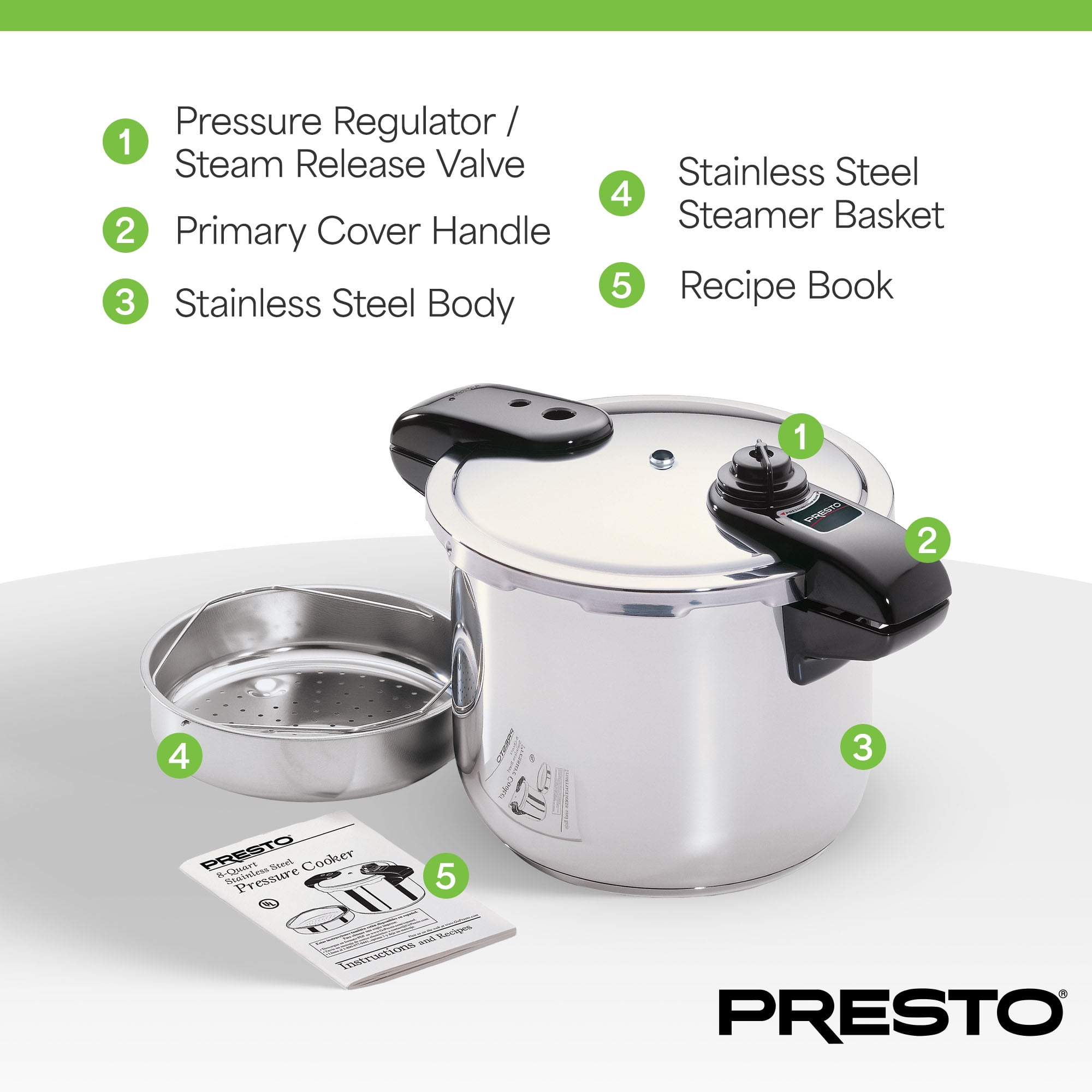 Presto 01370 8-Quart Stainless Steel Pressure Cooker