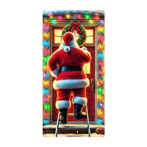 Christmas Door Curtain 35.43x70.87in – Polyester Christmas Door Cover for Wall or Front Door, Festival Party Decoration for Home or Office