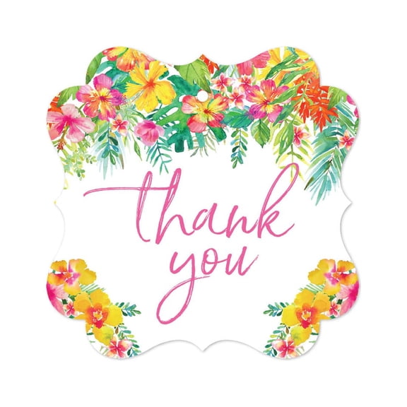 Koyal Wholesale Tropical Floral Garden Party Wedding Fancy Frame Gift Tags Thank You 24-Pack