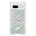 thumbnail image 3 of CCSmaller Glitter Clear Sparkly Bling Case for Google Pixel 7a , Flowing Liquid Quicksand Cover with Diamond Ring Holder Case for Google Pixel 7a LSZ Silver, 3 of 8