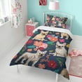 thumbnail image 4 of French Bulldog Dog and Flower Duvet Cover and Pillowcase Set for Single Bedding, Bedroom Accessories for Kids Teens, 4 of 5