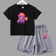 thumbnail image 3 of Conjunto de ropa de verano para niñas y adolescentes, camisetas y pantalones cortos de Anime de lucha para niños y niños, traje de 2 piezas, atuendo informal para niños, chándal, 3 of 5