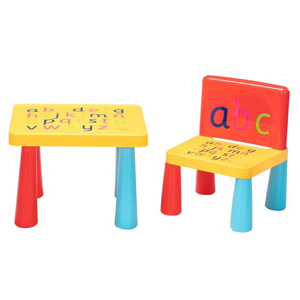 Details about   Kids Alphabet Table and Chair Set Study Plastic Activity Furniture for Toddler 