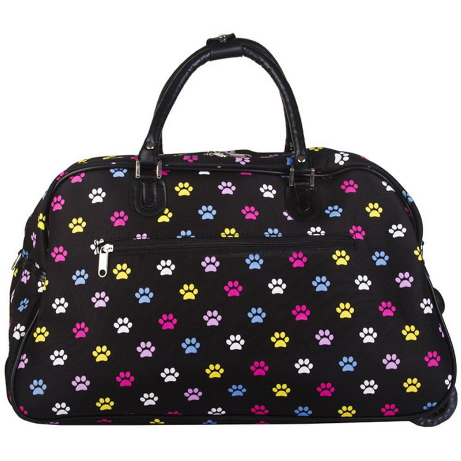 World Traveler 21-Inch Carry-On Rolling Duffel Bag - Black White Paws