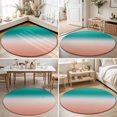 thumbnail image 4 of Round Area Rugs 5Ft, Teal Pink Ombre Non-Slip Washable Circle Rugs Carpet, Modern Gradient Abstract Art Indoor Outdoor Rug Floor Mats Throw Runner for Bedroom Living Room Bathroom, 4 of 8