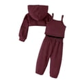 thumbnail image 4 of XXWXYD Clothing Set for Girls Girls Leaky Navel High Waisted Sweater Vest Trousers 3 Piece Set for Classic Fashion Breathable(2-3 Years,Red), 4 of 9