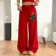 thumbnail image 2 of Women's Fashion Christmas Loose Drawstring Waist Solid Color Casual Sweatpants, Comfortable Pants for Sports and Everyday Wear, Soft Material,Deep Red,XL, 2 of 5