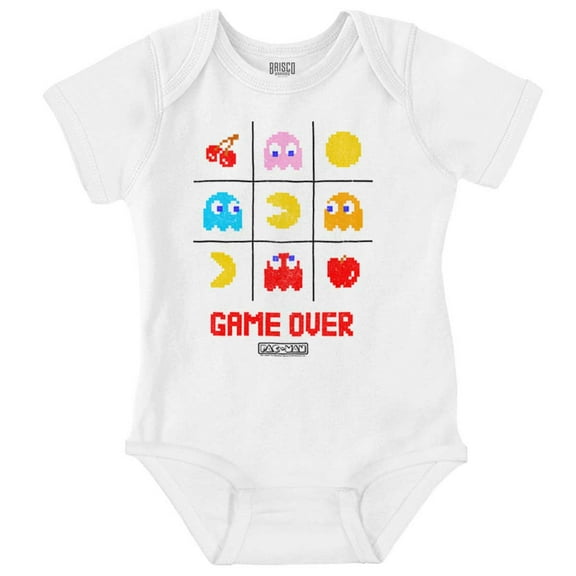PACMAN Game Over Tic Tac Toe Ghosts Romper Boys or Girls Infant Baby Brisco Brands NB