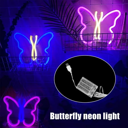 

Hands DIY LED Neon Light Butterfly Neon Signs Lights 5V USB Battery Powered Neon Sign Illuminated Butterfly Night Light LED Wall Decorative Neon Lamp for Home Living Room Bedroom Party Decor