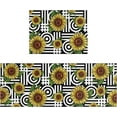 thumbnail image 1 of Sunflower Kitchen Rugs and Mats 2 Piece Set Non-Skid Washable Rubber Kitchen Rug Runner Floor Mat Sunflower Decor Black and White, 1 of 5