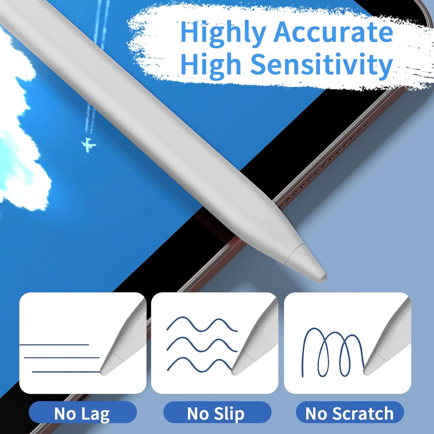 Stylus Pens for Touch Screens, Universal Fine Point iPad Pencil Compatible with iPhone/iPad/Samsung/Android/Tablet & Other Touch Screens (White)