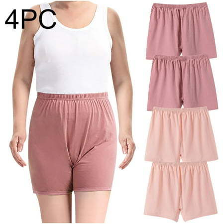 Kmdttou Cotton Underwear for Women s 4PC Ladies Comfortable Solid Color Large Size Abdominal Panties Hight Waiste Four Cornered Underpants (Regular & Plus Size)