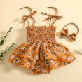 thumbnail image 4 of Gupgi Floral Rompers for Baby Girl Adjustable Straps Tie Up Ruffles Jumpsuits, 4 of 8